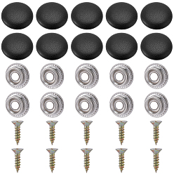 Noir 20Ensemble de fixations de boucle en cuir pour toit de voiture, avec les accessoires en fer, plat rond, noir, 20x5mm, diamètre intérieur: 9.5 mm