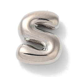 Letter S Brass Pendants, Long-Lasting Plated, Platinum, Letter S, 10x8x3.5mm, Hole: 1.4mm