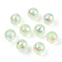Pale Green Transparent Acrylic Beads, AB Colors Plated, Round, Pale Green, 10mm, Hole: 1.8mm, about 950pcs/500g