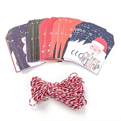 Mixed Shapes Paper Gift Tags, Hang Tags, with Jute Twine, for Christmas Decoration, Christmas Themed Pattern, 7.6x4.5x0.02cm, Hole: 5mm, 50pcs/bag