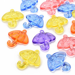 Mixed Color Transparent Acrylic Pendants, Umbrella with Bowknot, Mixed Color, 42.5x38x7.5mm, Hole: 3x3.5mm, about 109pcs/500g