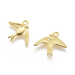 Золотой Подвески из сплава , птица, без свинца и без кадмия, золотые, 17.5x22.5x1.5 мм, отверстие : 2 мм