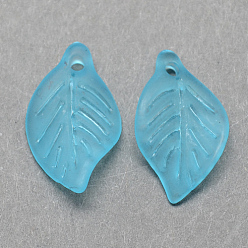 Светло-Голубой Прозрачные акриловые подвески, матовые, лист, Небесно-голубой, 18x11x3 мм, Отверстие : 2 мм , около 1877 шт / 500 г