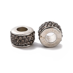 Черный Алмаз Сердечник платинового цвета ccb пластиковый европейский шарик, со стразами, бусины с большим отверстием, колонка, черный алмаз, 10.5x7 мм, отверстие : 4.8 мм