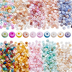 (52) Непрозрачная лаванда 500 шт. 10 стильные бусины из натуральных ракушек, окрашенные, Плоский круглый / диск, разноцветные, 4~4.5x0.5~2.5 мм, отверстие : 0.8~0.9 мм, 4.5г/стиль; о 50шт/стиль