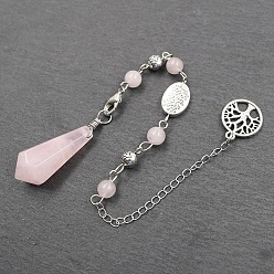 Розовый Кварц Маятники для биолокации из натурального розового кварца с шестигранным конусом, с чарами Древа Жизни, для лозоходства и гадания, 190 мм