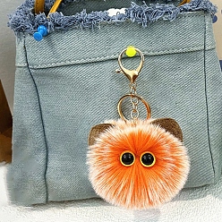 Оранжевый Брелок из искусственного меха кролика, кошка, оранжевые, 13 см
