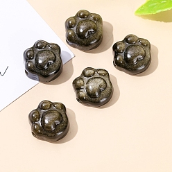 Paw Print Натуральный золотистый блеск обсидиан, отпечаток лапы, 16x15x10 мм