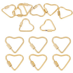 Золотой 8 шт. 2 стили 304 подвески-замки с винтовым карабином из нержавеющей стали, для изготовления ожерелий, быстрые ссылки, сердце, золотые, 22x24.5x4 мм, Винт: 7x4 мм