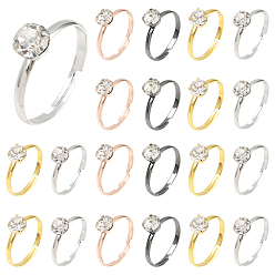 (52) Непрозрачная лаванда 40шт. 4 цвета регулируемые кольца на палец из сплава со стразами для женщин, разноцветные, 6.5 мм, размер США 7 1/4 (17.5 мм), 10 шт / цвет