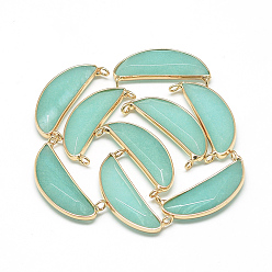 Средний Аквамарин Натурального белого нефрита подвески, с латунной фурнитурой , граненые, окрашенные, горох, золотые, средний аквамарин, 32x15x5.5 мм, отверстие : 2 мм