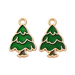 Рождественская елка Рождественские эмали сплава подвески, золотые, рождественская елка, 20x13.5x1.5 мм, отверстие : 2 мм