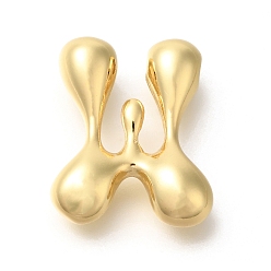 Letter W Стойки обшивки латунные бусины, письмо-шар, для изготовления именных ожерелий, долговечный, без свинца и без кадмия, реальный 18 k позолоченный, Буква W, 24x20x7 мм, отверстие : 2 мм