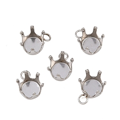 Нержавеющая Сталь Цвет 304 подвески-подвески из нержавеющей стали со стразами, плоско-круглые, цвет нержавеющей стали, лоток : 5.5 мм, 9.5x6.5x6 мм, отверстие : 2 мм