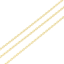 Настоящее золото 18K Латунные кабельные цепи, долговечный, с катушкой, без кадмия и без свинца, пайки, реальный 18 k позолоченный, 2x1.3x0.3 мм, около 32.8 футов (10 м) / рулон