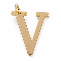 Letter V Золотые латунные подвески, долговечный, буквы, letter.v, 27x21x1.5 мм, отверстие : 3.5 мм