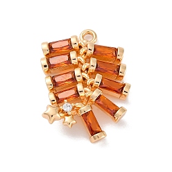 Настоящее золото 18K Латунные микро проложить кубического циркония подвески, без кадмия, без никеля и без свинца, со стеклом, фейерверки-шармы, реальный 18 k позолоченный, 19x14.5x3.5 мм, отверстие : 1.2 мм