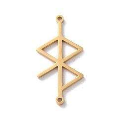 Настоящее золото 18K 304 амулет из нержавеющей стали руны любви мира соединители подвески, реальный 18 k позолоченный, 26x13x1 мм, отверстие : 1.2 мм