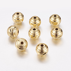 Real 18K Gold Plated Real 24K Gold Plated Brass Beads, Long-Lasting Plated, Round, Rough, Fancy Cut, 8mm, Hole: 1.5mm