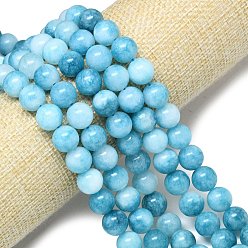 Небесно-голубой Натуральный Malaysia нефритовые бусы пряди, окрашенная и подогревом, круглые, голубой, 10 мм, отверстие : 1.2 мм, около 38~40 шт / нитка, 15.08''~15.16'' (38.3~38.5 см)