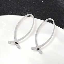 Нержавеющая Сталь Цвет 304 из нержавеющей стали серьги, рыба, цвет нержавеющей стали, 35.5x14.5 мм