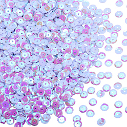 Белый Аксессуары для орнаментов, пластиковые пайетки / блестки из пвх, плоско-круглые, белые, 7x0.3~1 мм, отверстие : 1 мм, около 40 г / набор