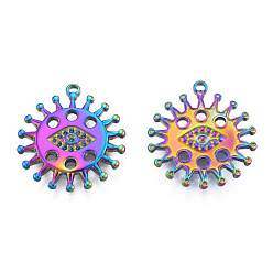 Rainbow Color Rack Plating 304 Stainless Steel Pendant Rhinestone Settings, Eye, Rainbow Color, Fit For 1.5mm Rhinestone, 22.5x20x2mm, Hole: 1.5mm