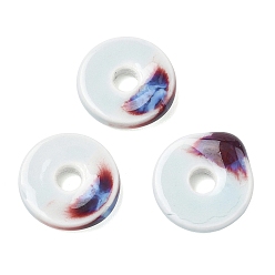 WhiteSmoke Vintage Handmade Two Tone Porcelain Beads, Disc, Flat Round, WhiteSmoke, 21~23x5~6mm, Hole: 2mm