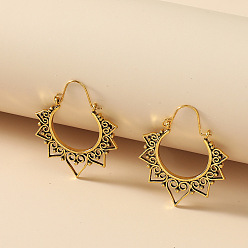 Цветок Серьги сплава обручем, античное золото , цветок, 40 мм