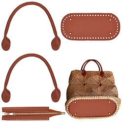 Седло Коричневый Комплекты сумок из искусственной кожи, включая 1 шт. овальная сумка для вязания крючком, подушечка для придания формы ногтям, 1 застежка-молния и 2 ручки для сумки, золотые, седло коричневый, внизу: 221x101x4.5~11 мм, отверстие : 5 мм