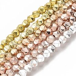 Mixed Color Electroplate Non-magnetic Synthetic Hematite Beads Strands, Faceted, Round, Mixed Color, 3x3x3mm, Hole: 0.8mm, about 131pcs/strand, 15.7 inch