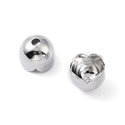 Plaqué Platine Véritable Embouts de cordon de laiton  , embouts, sans cadmium et sans nickel et sans plomb, fleur, Platine plaqué, 5x6mm, Trou: 1.4mm, diamètre intérieur: 5 mm