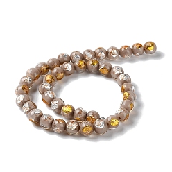 Королевский синий Ручной работы золотые и серебряные бусины Lampwork фольги, круглые, королевский синий, 12 мм, около 33 шт / нитка, 14.5 дюйм