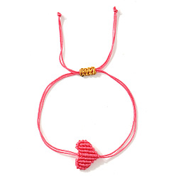 Камелия Регулируемые плетеные полиэстеровые шнуры-браслеты для дружбы и пар, сердце, камелия, 11.02 дюйм (28 см)