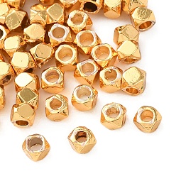 Настоящее золото 24K Латунные бусины, многоугольник, стойки покрытие, долговечный, без кадмия и без свинца, реальный 24 k позолоченный, 2x2x2 мм, отверстие : 1 мм