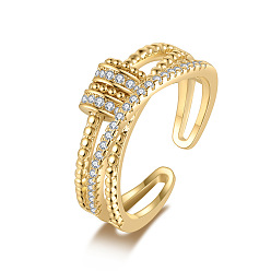 Золотой Вращающиеся манжеты из латуни с микропаве из прозрачных кубических цирконий, твист, Кольцо-спиннер для успокоения беспокойства, медитации, золотые, внутренний диаметр: 15~20 мм