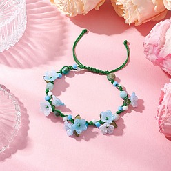 Каламин / гемиморфит Цветочные натуральные гемиморфитовые плетеные браслеты для женщин, с акриловыми колпачками для бусин, внутренний диаметр: 2-1/8~3-1/4 дюйм (5.25~8.2 см)