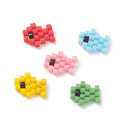 Mixed Color Handmade Japanese Seed Beads, Loom Pattern, Fish, Mixed Color, 7x8x1.5mm