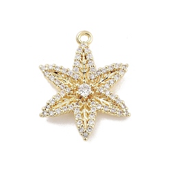 Настоящее золото 14K Подвески из латуни с прозрачным фианитом, без кадмия, без никеля и без свинца, цветок, долговечный, реальный 14 k позолоченный, 22x17.5x3.5 мм, отверстие : 1.2 мм