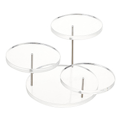 Прозрачный 3-ярусные круглые акриловые стойки для колец для пальцев, кольцо органайзер держатель, прозрачные, готовое изделие: 13.5x14.5x7.6 см, о 7 шт / комплект