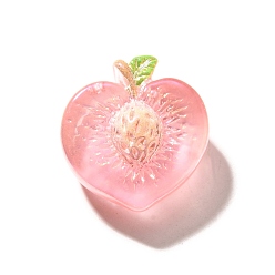 Peach Гальваническое покрытие УФ-лампой непрозрачные фруктовые смоляные кабошоны, радужный, персик, 24.5x23.5x13 мм