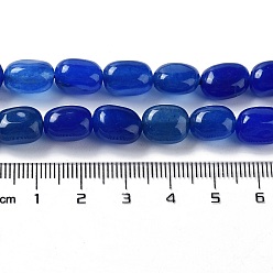 Blue Natural Jade Beads Strands, Dyed, Nuggets, Tumbled Stone, Blue, 9.5~11.5x8~8.5x7~8mm, Hole: 1mm, about 34~38pcs/strand, 14.76~15.16''(37.5~38.5cm)