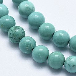 Dark Cyan Natural Magnesite Beads Strands, Dyed & Heated, Round, Dark Cyan, 4mm, Hole: 1mm, about 95pcs/strand, about 15 inch