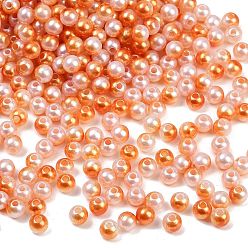 Коралловый Абс имитация жемчужные бусины, круглые, два тона, коралл, 6 мм, отверстие : 1.8 мм, Около 5000 шт / 500 г