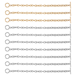 Golden & Stainless Steel Color Unisex 304 Stainless Steel Cable Chain Bracelets, with Toggle Clasps, Golden & Stainless Steel Color, 7-5/8 inch(19.4cm), 6mm, 10pcs/box