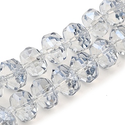 Светлый Стально-синий Прозрачные стеклянные бусины гальваническим пряди, гальваническое покрытие, граненые, рондель, светло-стальной синий, 10x6 мм, отверстие : 1.2 мм, около 60 шт / нитка, 19.69'' (50 см)