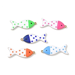 (52) Непрозрачная лаванда 201 нержавеющей стальной эмали подвески, подвески-рыбки в горошек, золотые, разноцветные, 31.5x11.5x3.5 мм, отверстие : 1.2 мм