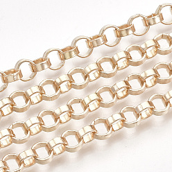 Light Gold Роло железа цепи, отрыгивающая цепь, с катушкой, несварные, золотой свет, 5x2 мм, около 82.02 футов (25 м) / рулон