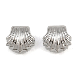 Нержавеющая Сталь Цвет 304 из нержавеющей стали бусы, формы раковины, без свинца, без кадмии и без никеля, цвет нержавеющей стали, 7.5x7.5x4 мм, отверстие : 1.6 мм