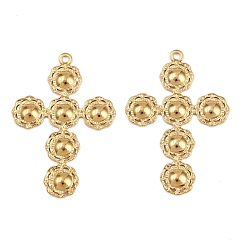 Настоящее золото 18K 304 подвески из нержавеющей стали, крест прелести, ионное покрытие (ip), реальный 18 k позолоченный, 47x32.5x2.5 мм, отверстие : 2 мм